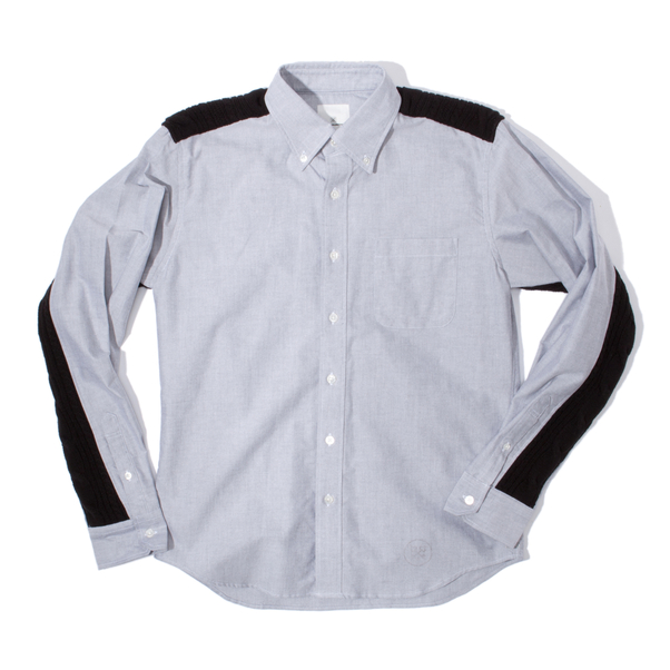 Uniform Experiment Sleeve Panel Cable Knit B.D. Oxford Shirt-13 2