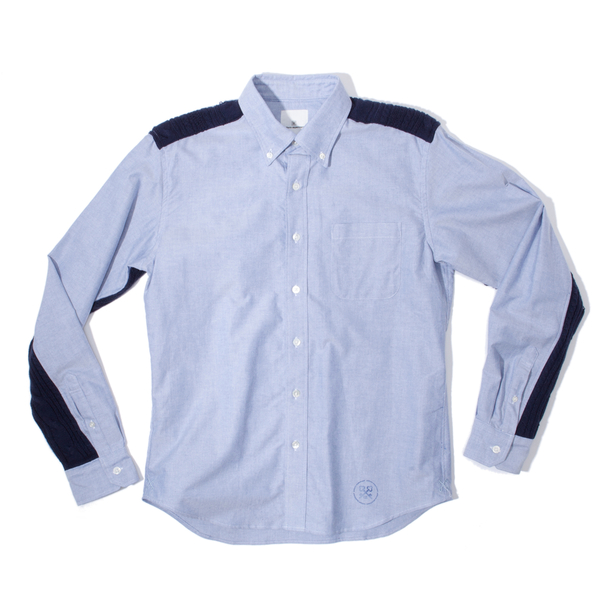 Uniform Experiment Sleeve Panel Cable Knit B.D. Oxford Shirt-3