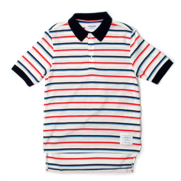 Thom Browne Madras Stripe Jersey Polo